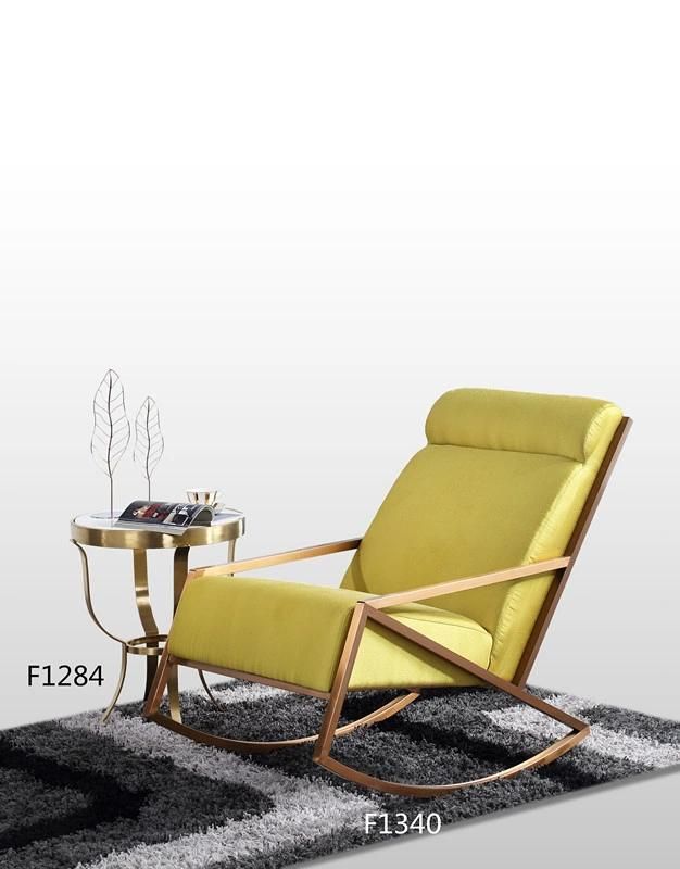 Leisure Grand Rocking Chair for Living Room Home Furniture with Metal Base Rose