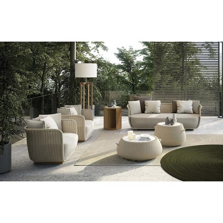 Hot Sale Modern Hotel Lobby Sofa Set Patio Beach Chaise Leisure Wicker and Rattan Garden Sofa