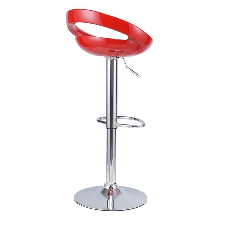 Cheap Antique Custom Pub Restaurant Hotel Office Furniture Rotating Red PP Seat Adjustable Height Bar Stool with Chrome Footrest