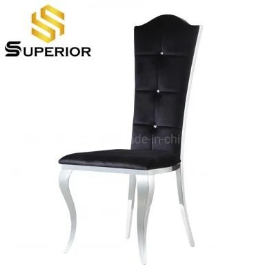 2020 New Arrival UK Black Velour Dining Chair High Back