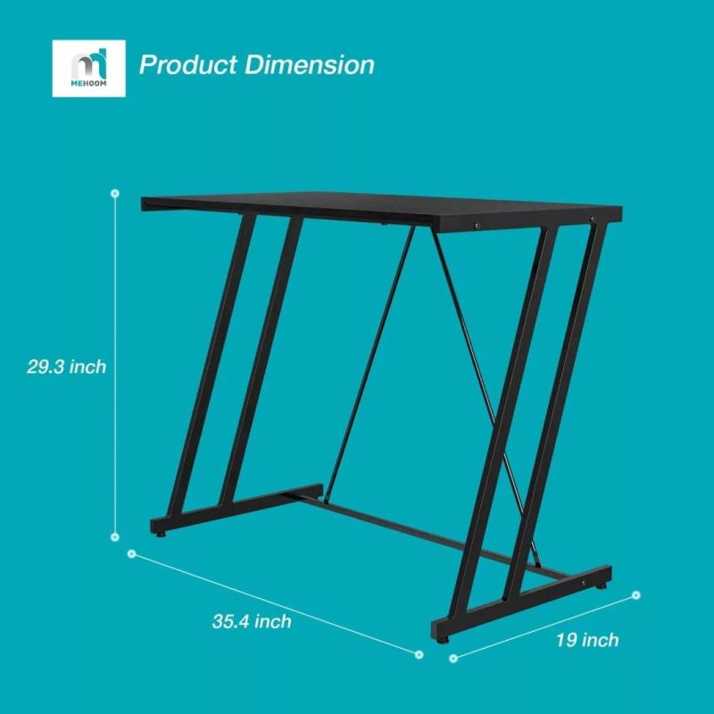 2021 New Arrival Computer Desk Z Shape Frame and Wooden Top Laptop Table for Home Furniture