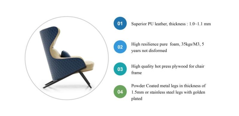 Zode Modern Home/Living Room/Office Furniture Italy Light Luxury Postmodern Design High Back Lounge Chair