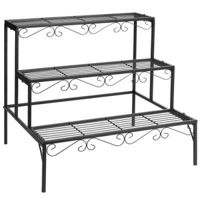 Metal Garden Flower Pot Rack Storage Shelf 3 Tier Plant Stand