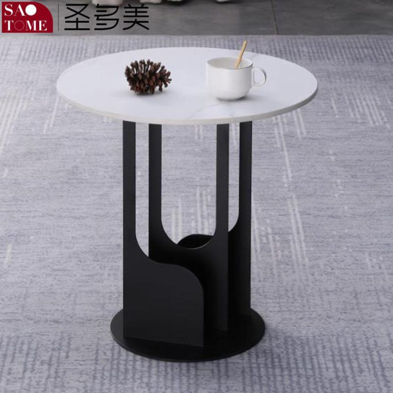 Modern Living Room Furniture Iron Cone Tube Slate/Marble Countertop Coffee Table