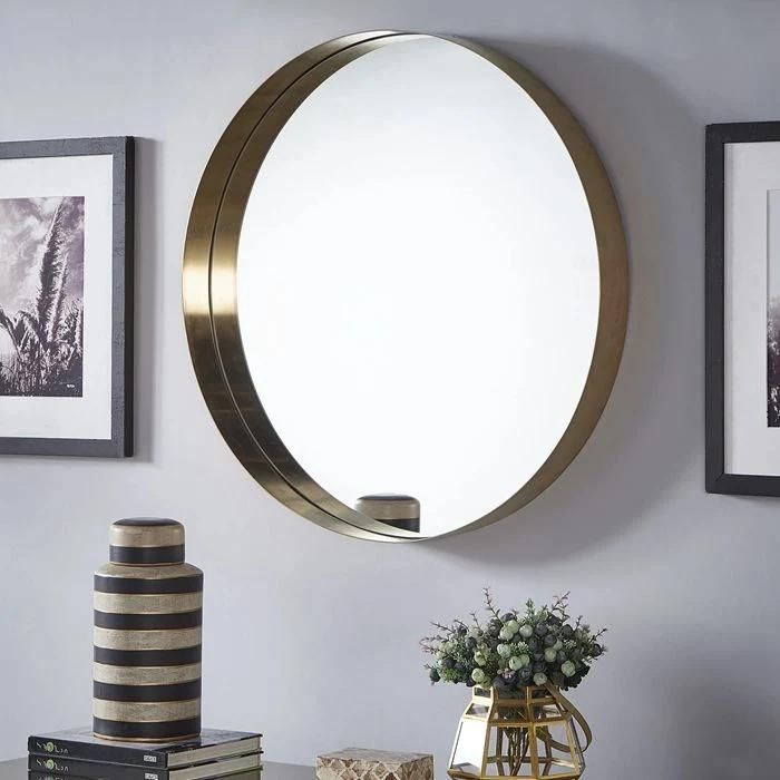 D=32′′ Round Wall Mounted Wholesale Black/Golden Decorative Bathroom Metal Frame Mirror