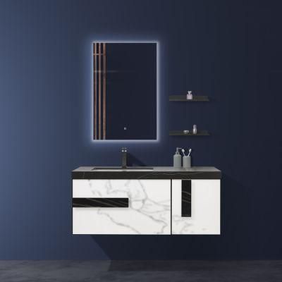 Modern Melamine Plywood Wall Mounted Bathroom Vanity with Mirror Cabinet