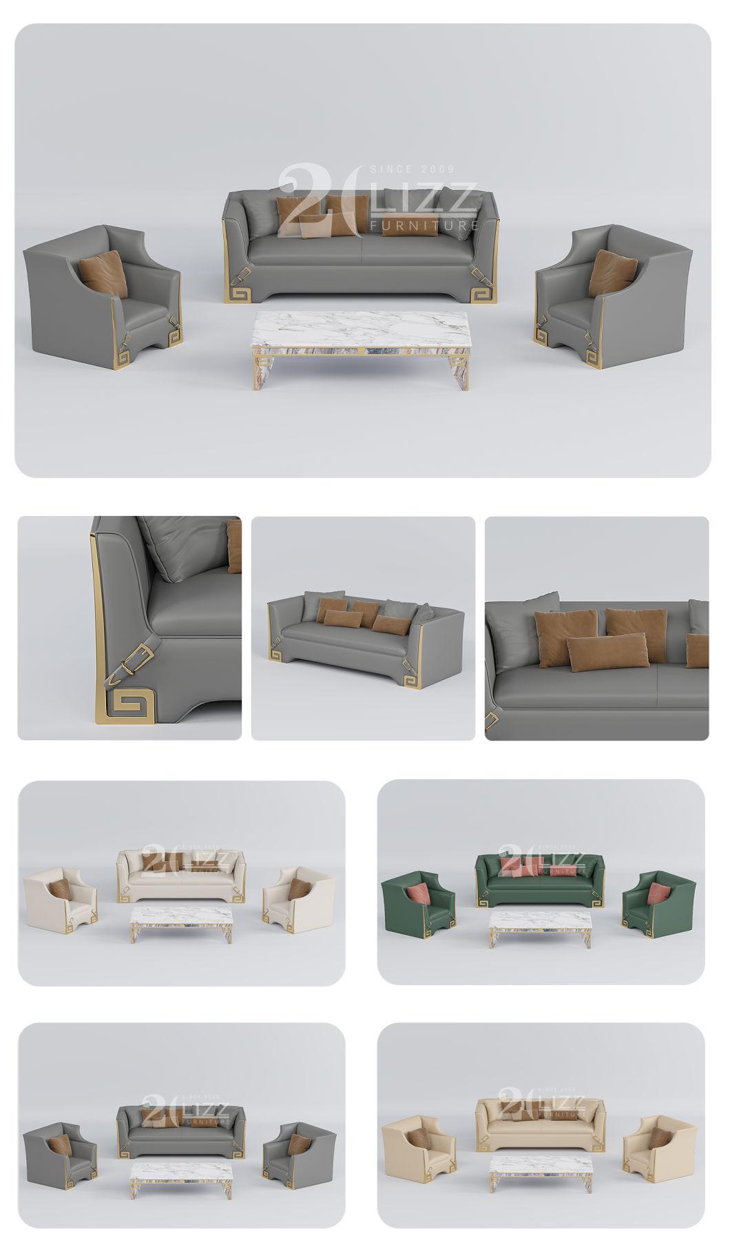 Wholesale High Quality Sectional Couch Living Room Furniture Modern Geniue Leather Sofa with Metal Leg