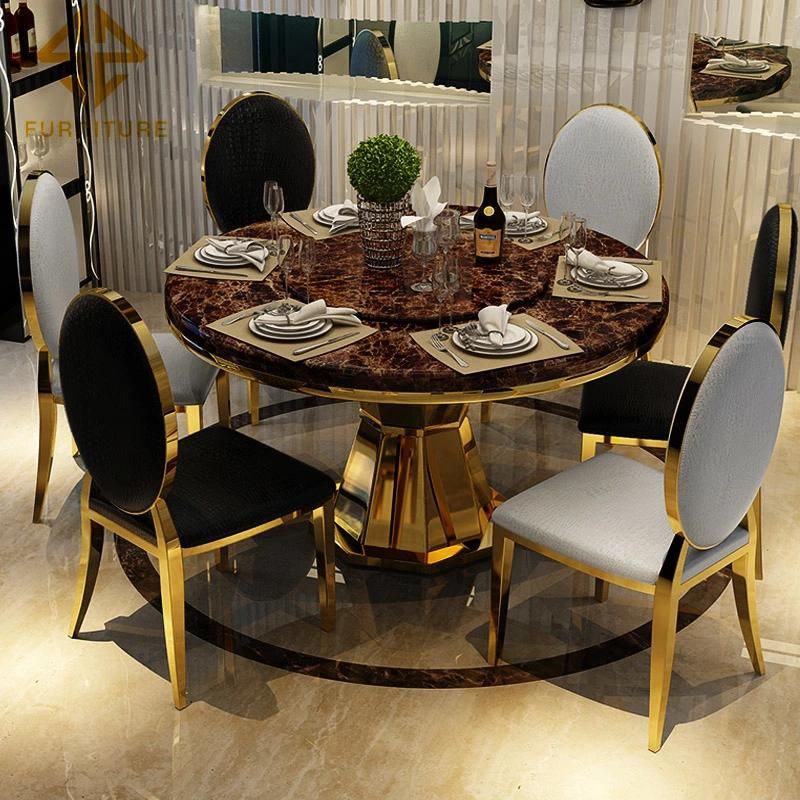 Luxury Stainless Steel Table Set for Dining Room Hotel Home Furniture