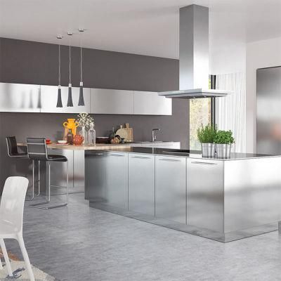 Modern Metal Cabinets Design Restaurant Commercial Readymade Water Resistant Stainless Steel Kitchen Cabinet