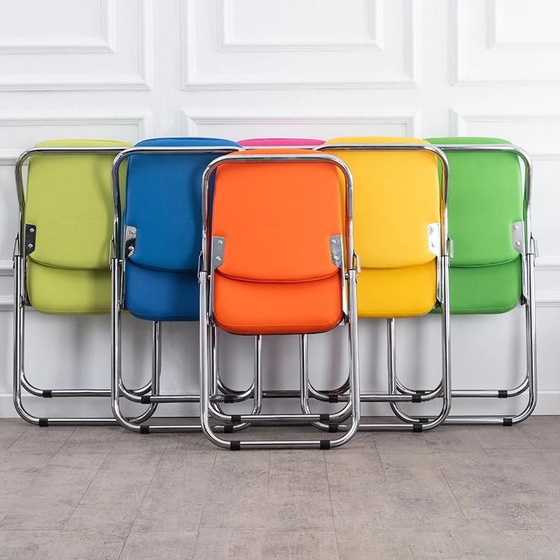 Modern Outdoor Hotel School Training Meeting Furniture PU Leather Folding Steel Chair