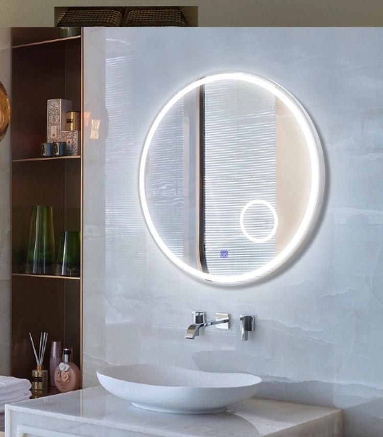 Home Decororation Round Large Illuminated Framed Bathroom LED Mirror with 3X Magnifying