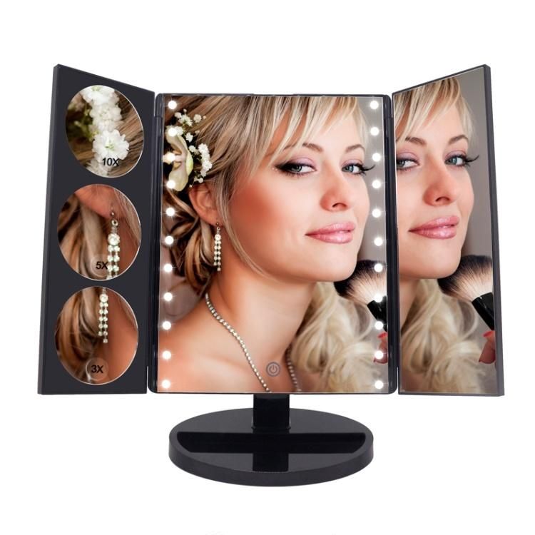 3X/5X/10X with 22 PCS Light LED Tri Fold Make up Fancy Mirror