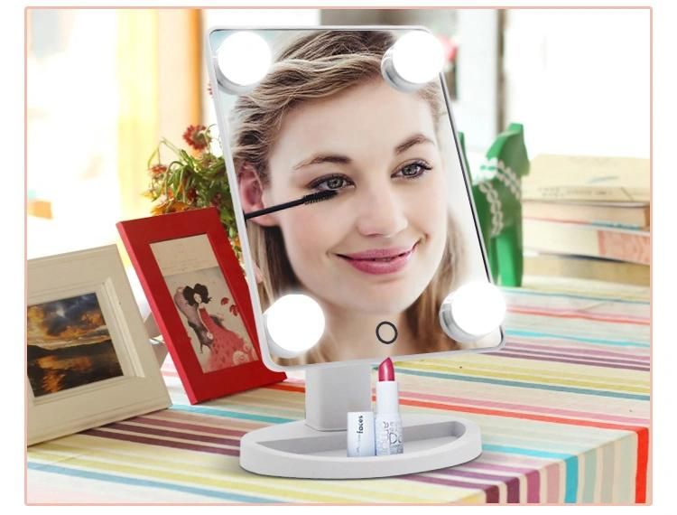 Portable Touch Sensitive Switch Cosmetie Mirror with Bulbs for Make up