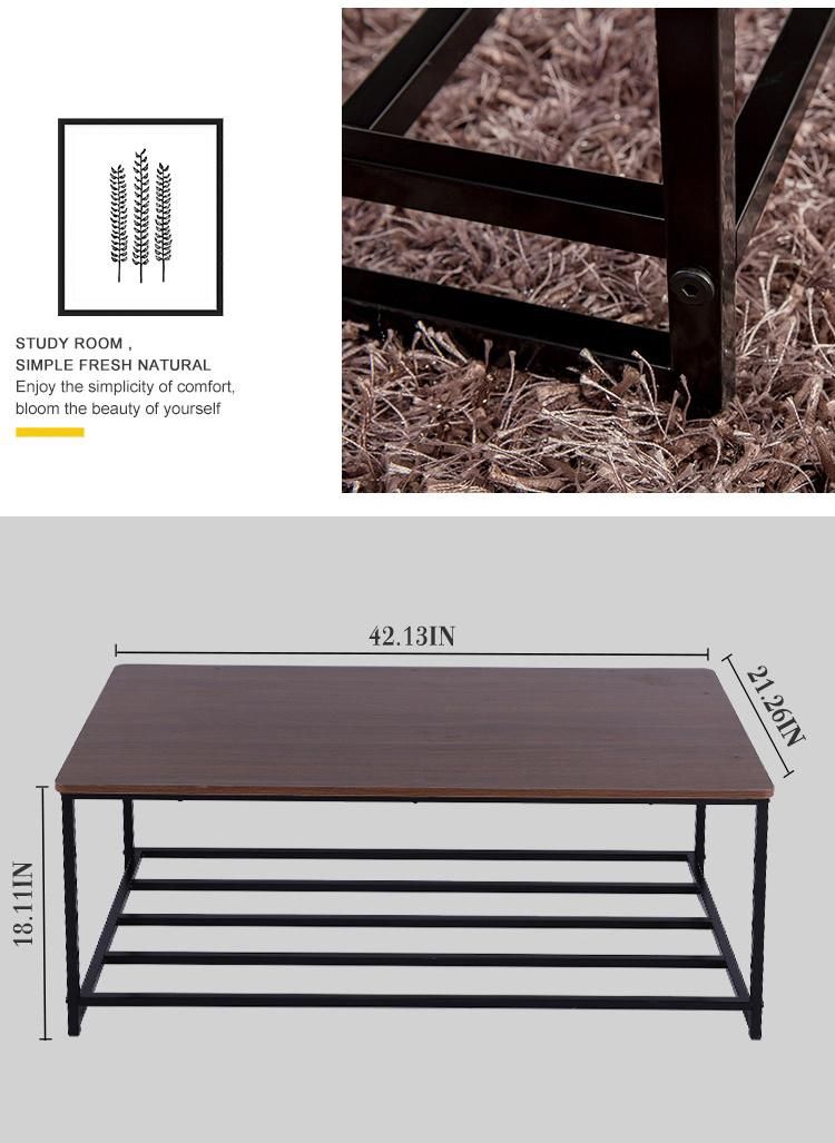 Furniture Wholesalers Living Room Custom Rustic Wood Tea Table Metal Frame Wooden Top Coffee Table