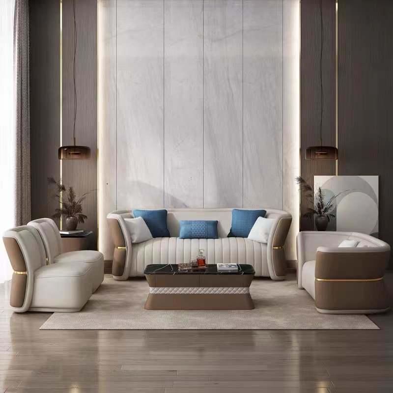 Italy Brand Luxury Modern Design Living Room Leather Sofa Set Furniture High End Italian Modern Sofa Design for Villa