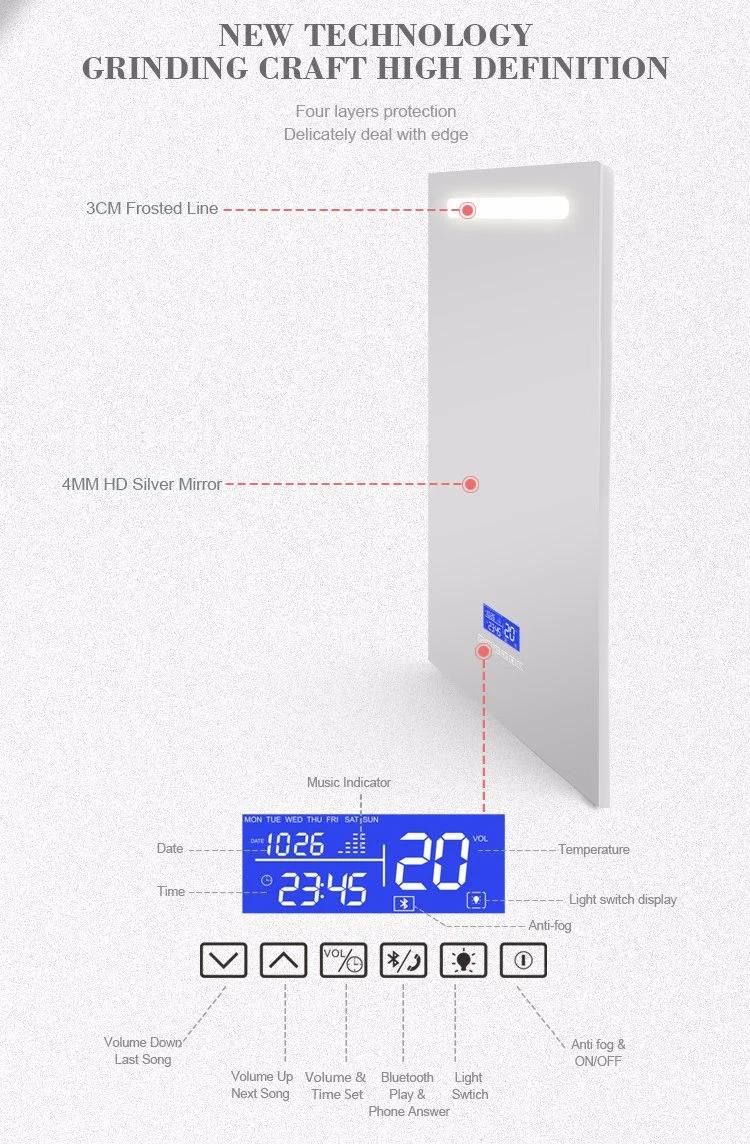 Wholesale Hot Selling LED Wall Mounted Bathroom Mirror with Blue Tooth Speaker