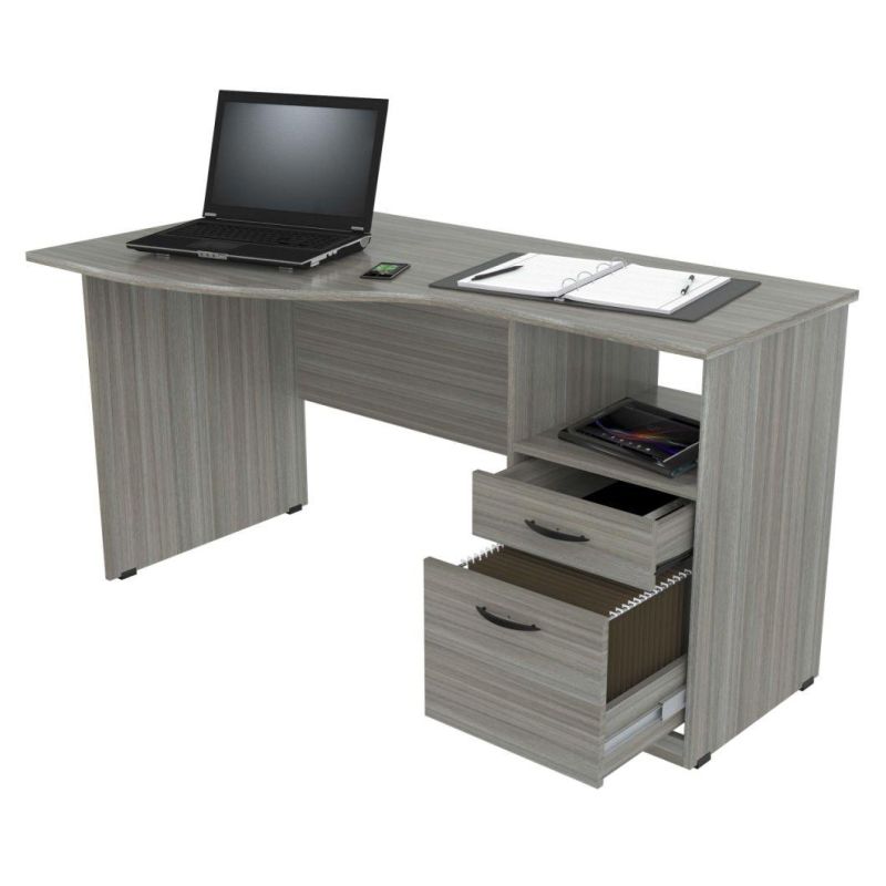 Curved Top Desk, Computer Desk, Gray