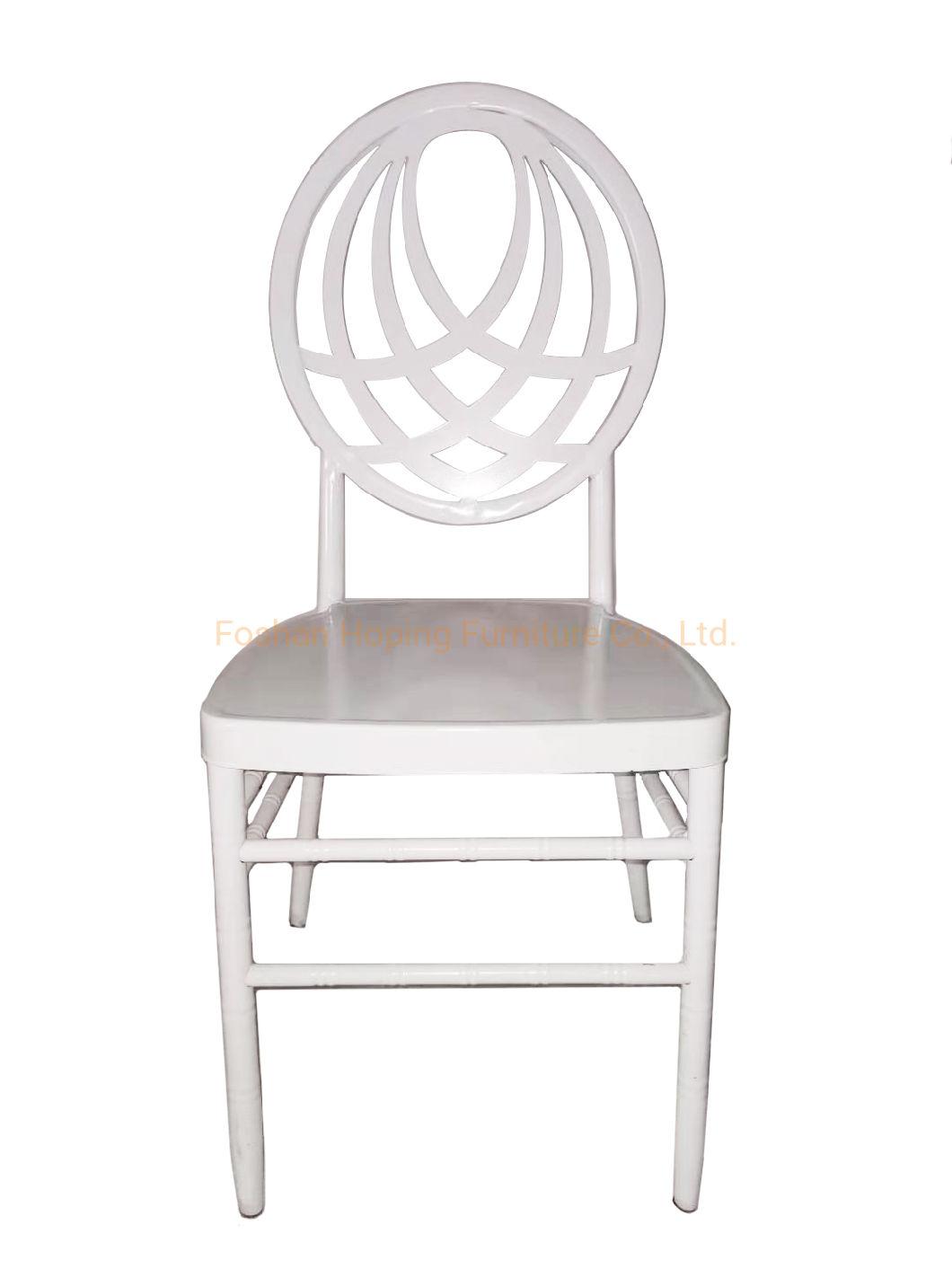 Chinese Wholesale Factory Crown Back Hotel Home Furniture Aluminum Iron Chrome Gold White Demountable Napoleon Banquet Wedding Event Dining Chair for Sale