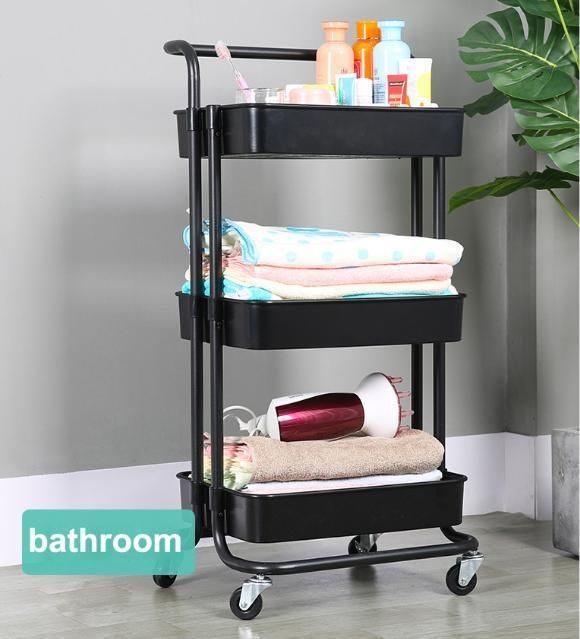 Modern Household Metal Trolley Cart with Wheels for Kitchen Use