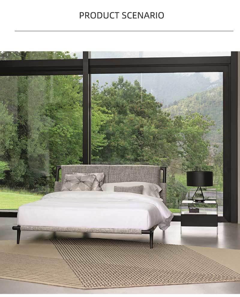 Modern Bedroom Hotel Metal Furniture Fabric Bed