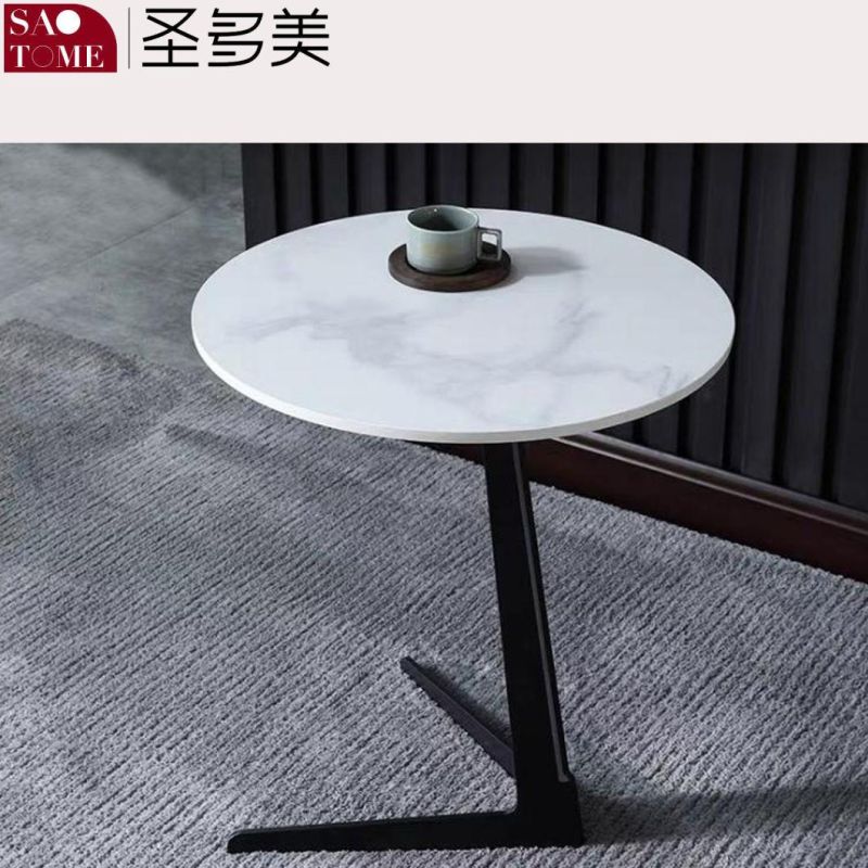 Modern Leisure Living Room Furniture L-Shaped Base Slate/Marble Small Coffee Table