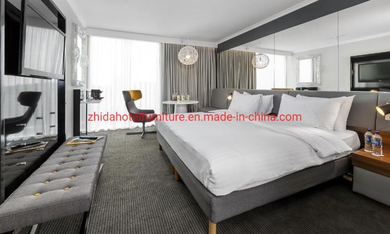 Customized Hotel Furnishing Factory Wholesale Modern Bedroom Furniture Set Leather King Size Bed with Leisure Chair