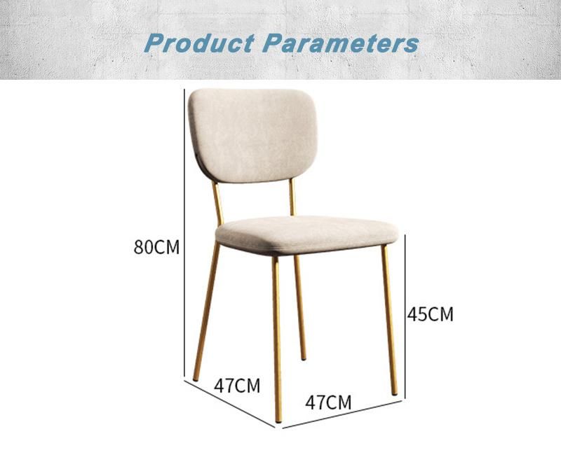 Modern Home Living Room Furniture Nordic Light Iron Velvet Furniture Metal Frame Dining Chair for Restaurant