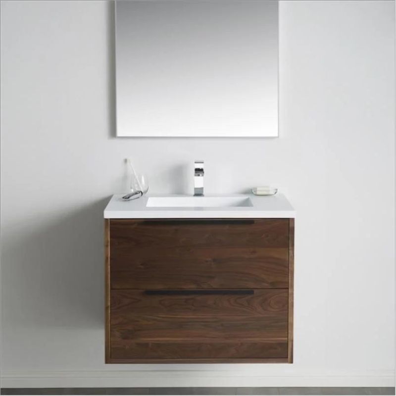 Solid Wood Bathroom Vanity with Ceramics Countertop Modern Simple