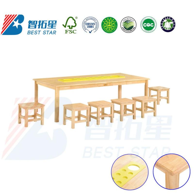 School Classroom Student Table, Kindergarten Drawing Table, Preschool Study Table, Multi-Function Children Rectangletable, Playroom Kids Wooden Table