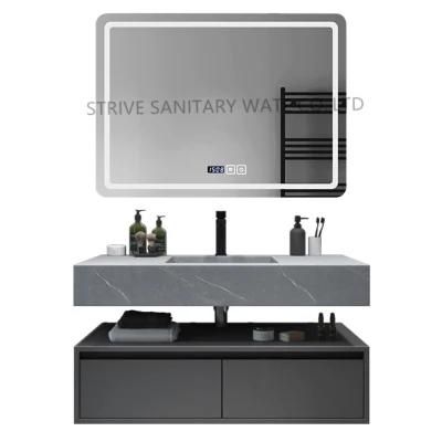 Modern Luxury Gray Bathroom Vanity with LED Mirror