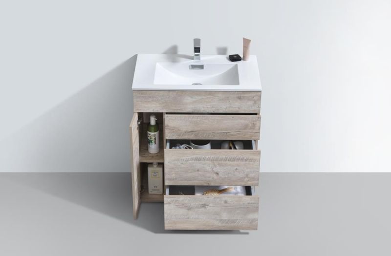 Solid Wood Modern Floor Mounted Combination Bathroom Cabinet