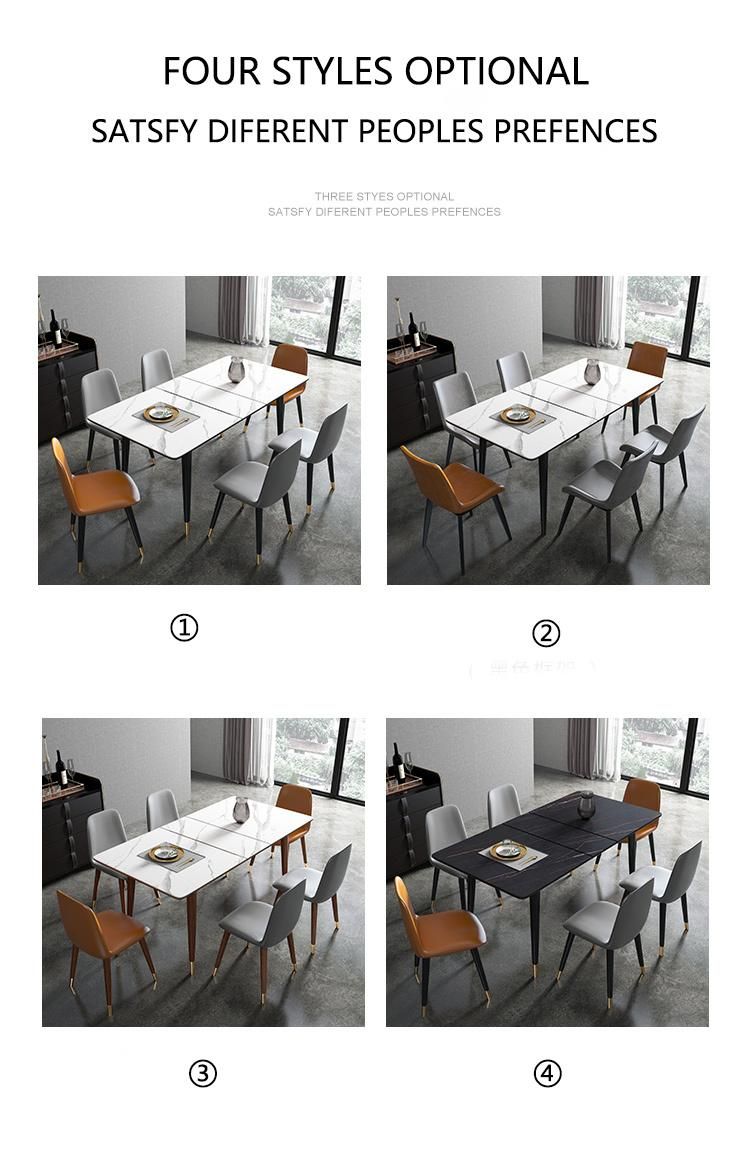 Modern Living Room Steel Frame Furniture Hardware Marble Extended Dining Table