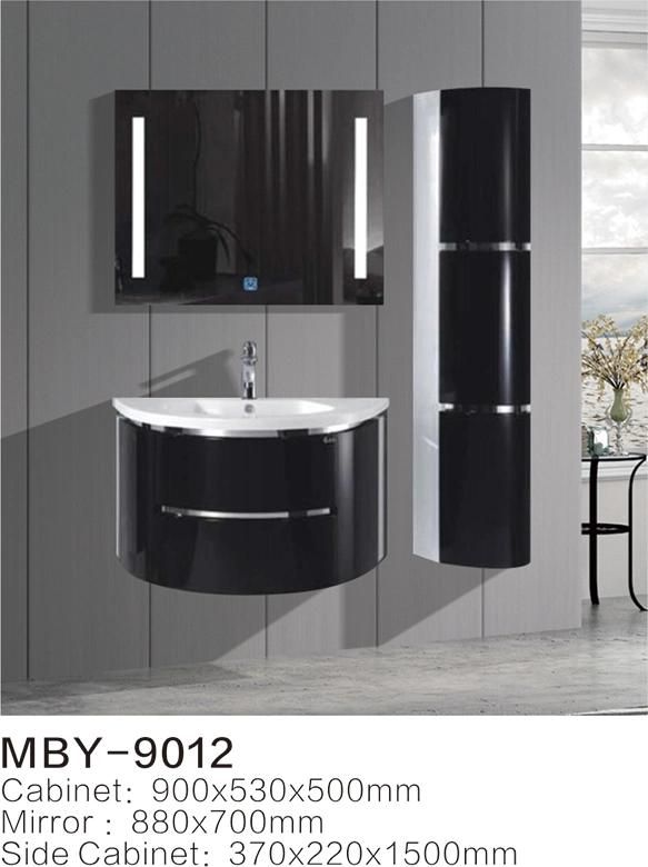 Round PVC Bathroom Cabinet with Glass Basin with LED Mirror