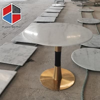 Golden Leg Marble Dining Tables White Marble Top