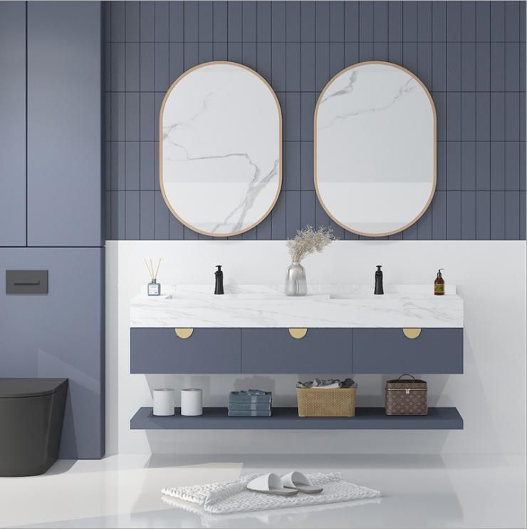 Nordic Simple Bathroom Cabinet Combination Light Luxury Rock Board Modern Bathroom Wash Basin Cabinet