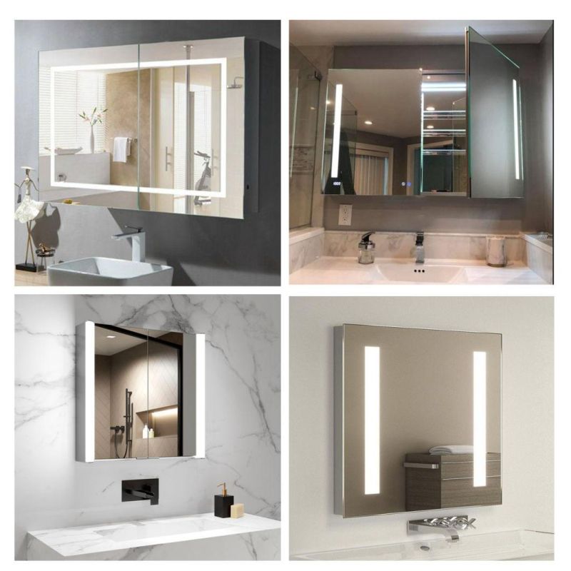 Single, Double, Door Home Decor Bathroom Lighted Mirror Cabinet with Touch Sensor