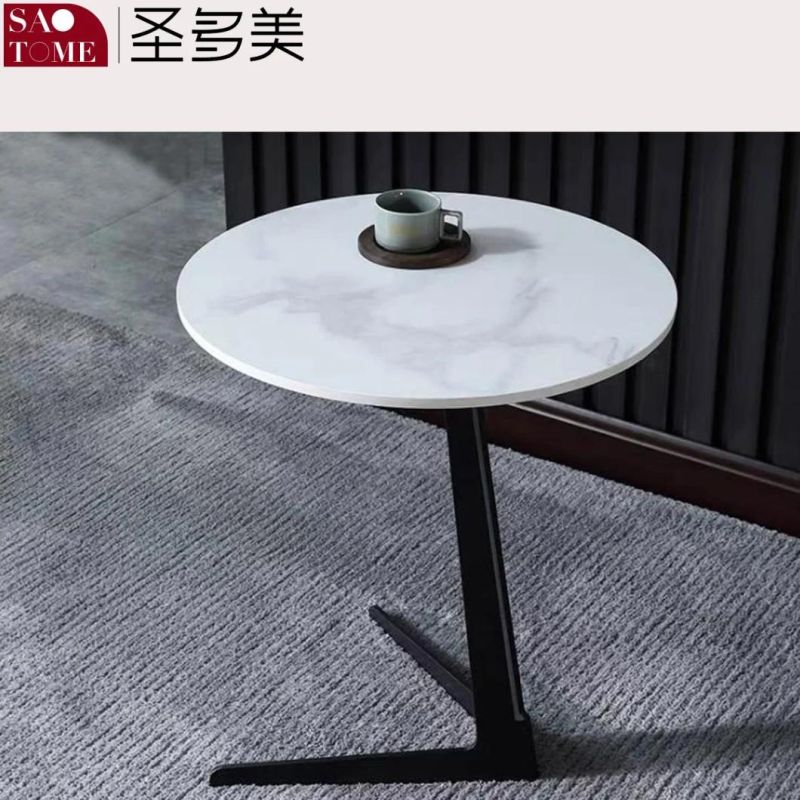 Modern Simple Luxury Leisure Living Room Furniture L-Shaped Base Slate/Marble Small Coffee Table