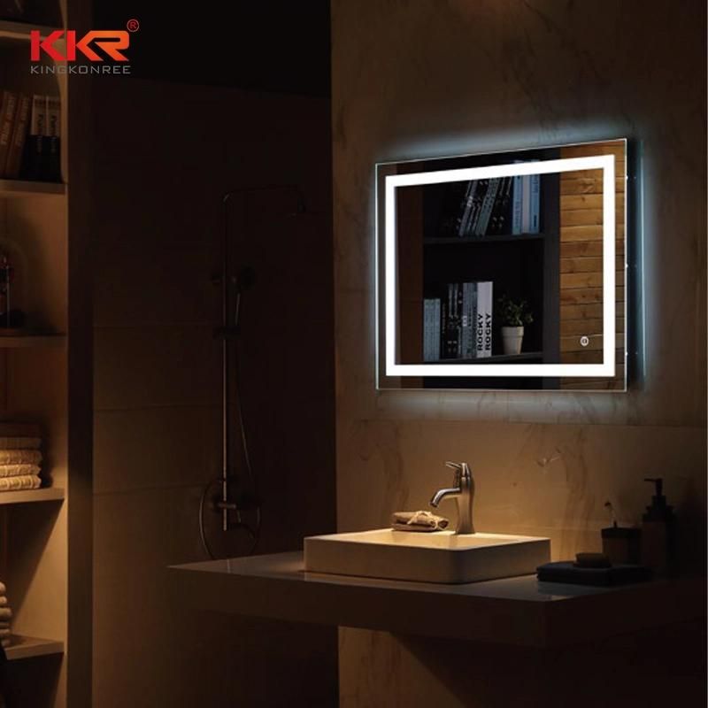 LED Lighted Mirror Bathroom Vanity Wall Mounted Makeup Mirror Backlit with Touch Button Anti-Fog and Waterproof Function