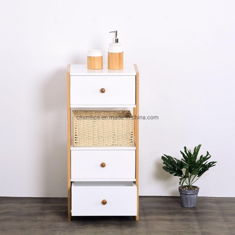 Bamboo Storage Cabinets Bathroom Cabinet with Drawer, Free Standing Storage Cabinet Shelf/Livingroom/Kitchen