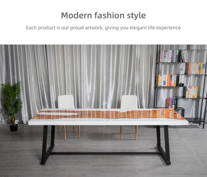 High Quality Modern Dining Table Latest Epoxy Resin Wood Dining River Table for Dining Room Home and Hotel