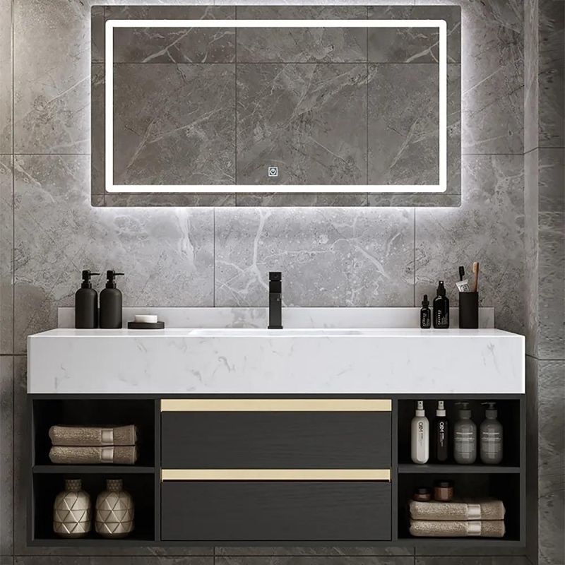 China Factory Wholesale Luxury Rock Plate Bathroom Cabinet with Mirror Cabinet