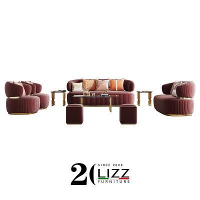 Golden Luxury Home Furniture Modern Design Velvet Fabric Sofa Sets