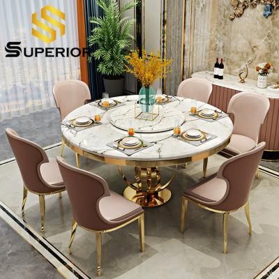 French Turntable Marble Dining Table Furniture of Various Styles