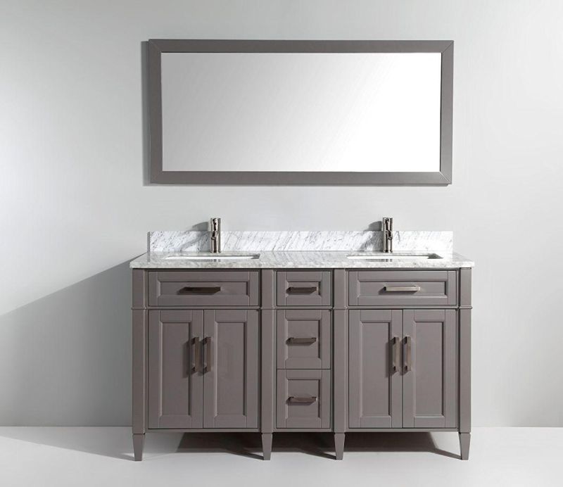 Wholesale New Design White 60" Double Sink Bathroom Cabinet