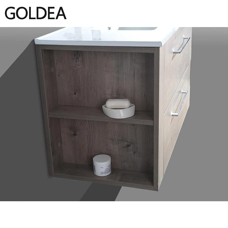 Hot Selling Modern Wall Mount Storage Melamine Bathroom Vanity and Sink Cabinet with Mirror