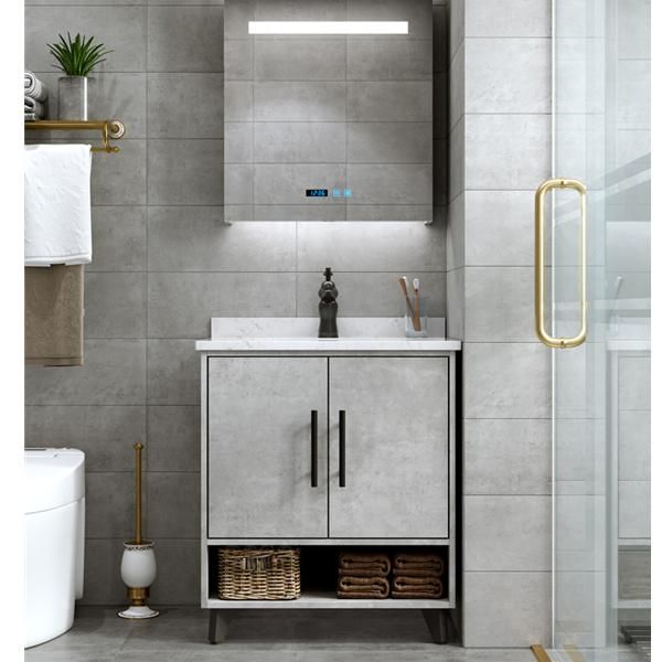 Nordic Smart Bathroom Cabinet Combination Floor-Standing Modern Minimalist Wash Face Wash Hand Basin Pool Cement Gray Vanity