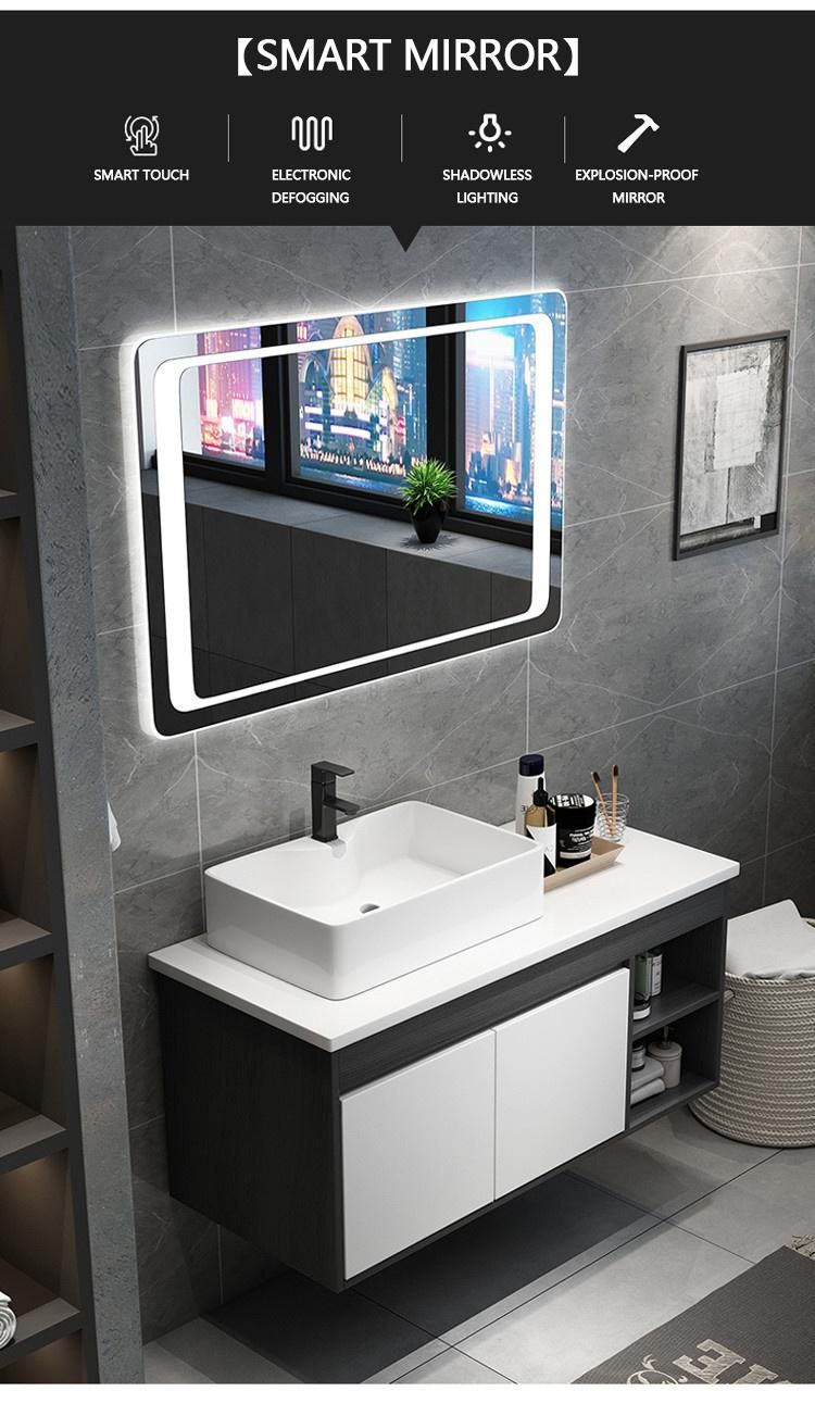 Modern Designer LED Mirror Wall Hanging Wooden Vanity Bathroom Cabinets for Sale