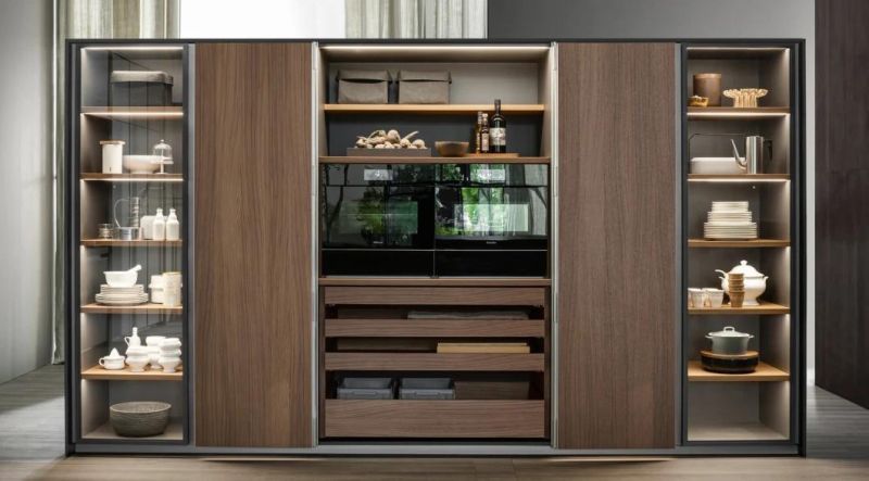 American Wooden Kitchen Cabinet Showcase Modern Style Veneer Finish Medicine Cabinet Antique Cabinet (KV10)