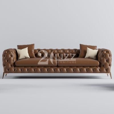 High Quality Leisure Home Living Room Sofa Set Furniture Modern Geniue Leather Hotel Office Italian Sofa