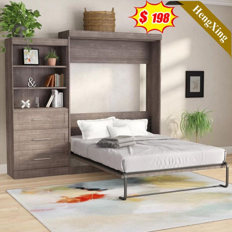 Hot Selling Modern Simple Wooden Vertical Wall Upholstered Folding Storage Box Murphy Bed